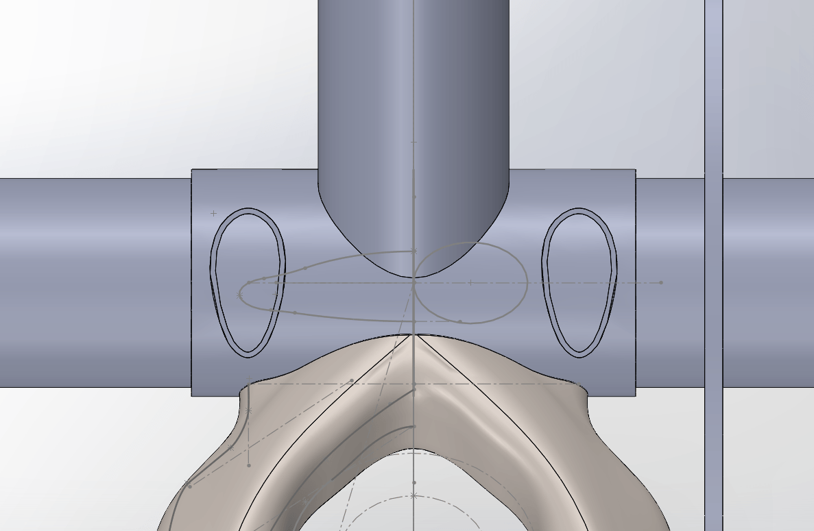 Cross section at the bottom bracket
